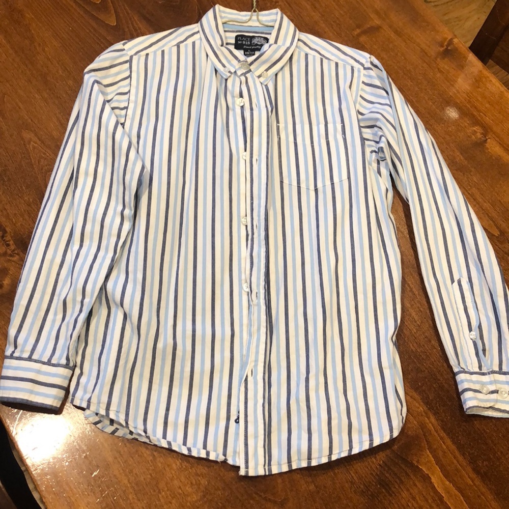 Boys button down shirt. Blue stripes. Size 10/12